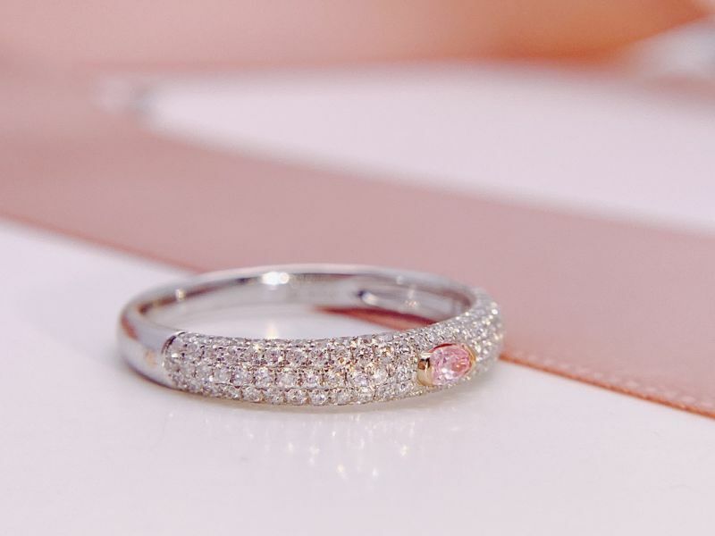 甜甜圈環形滿鑽粉鑽戒指