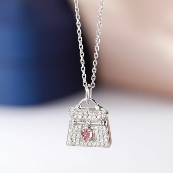 迷你Kelly粉鑽項鏈包包