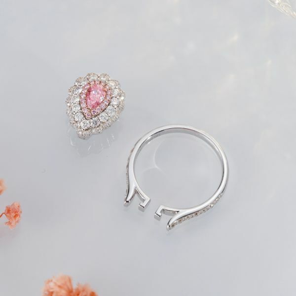 GIA水滴粉鑽戒指