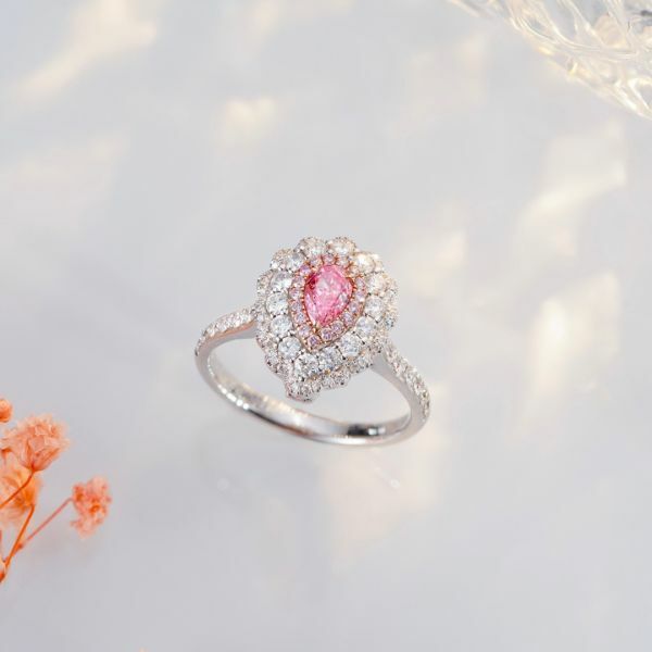 GIA水滴粉鑽戒指