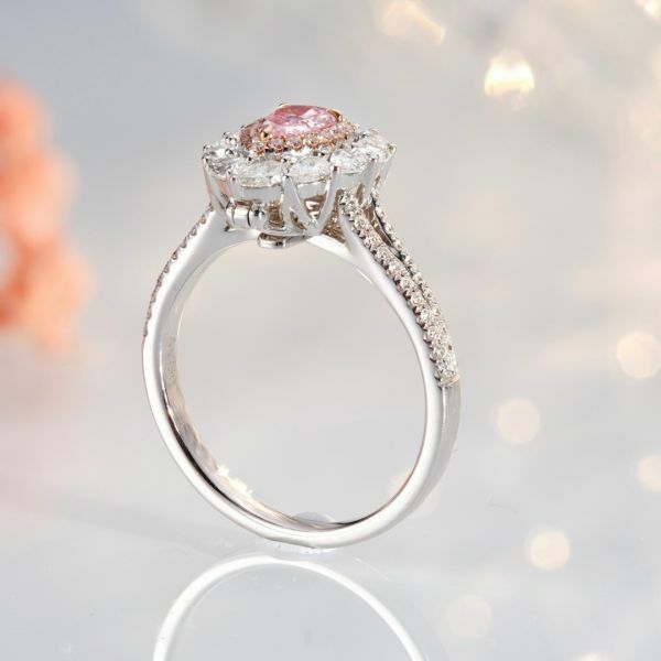 GIA水滴兩戴款粉鑽戒指