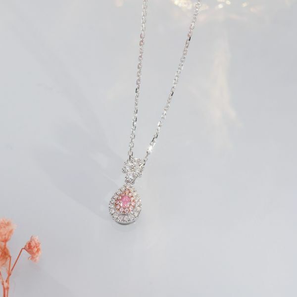 水滴粉鑽項鏈