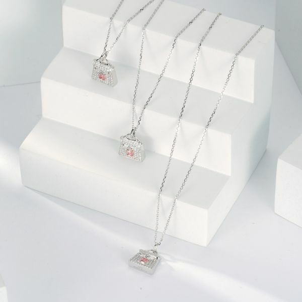 迷你Kelly粉鑽項鏈包包