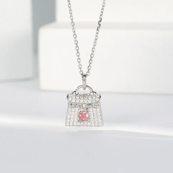 迷你Kelly粉鑽項鏈包包