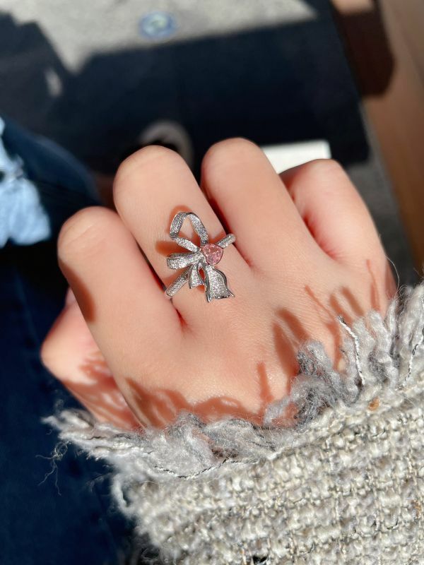 GIA愛心粉鑽戒指