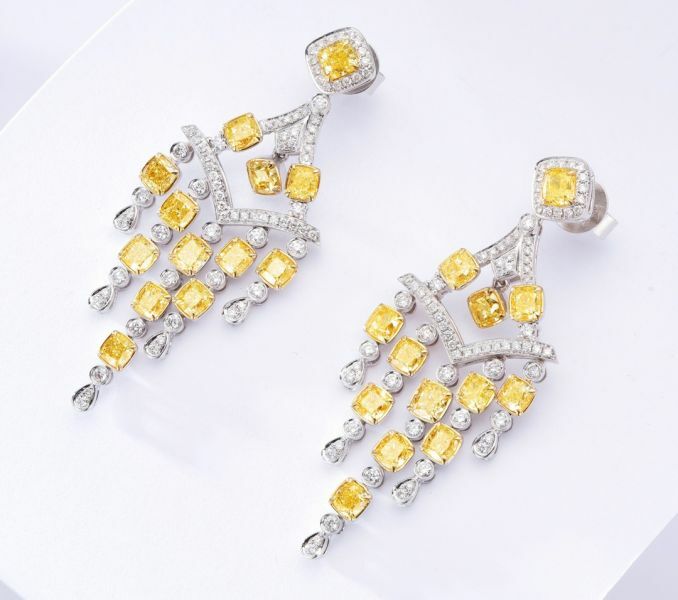 18K 豪華黃鑽流蘇耳環