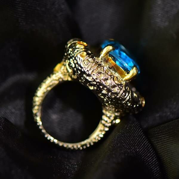 (11.18E)限量特價 18k真金真鑽 瑞士藍托帕石戒指 送證書