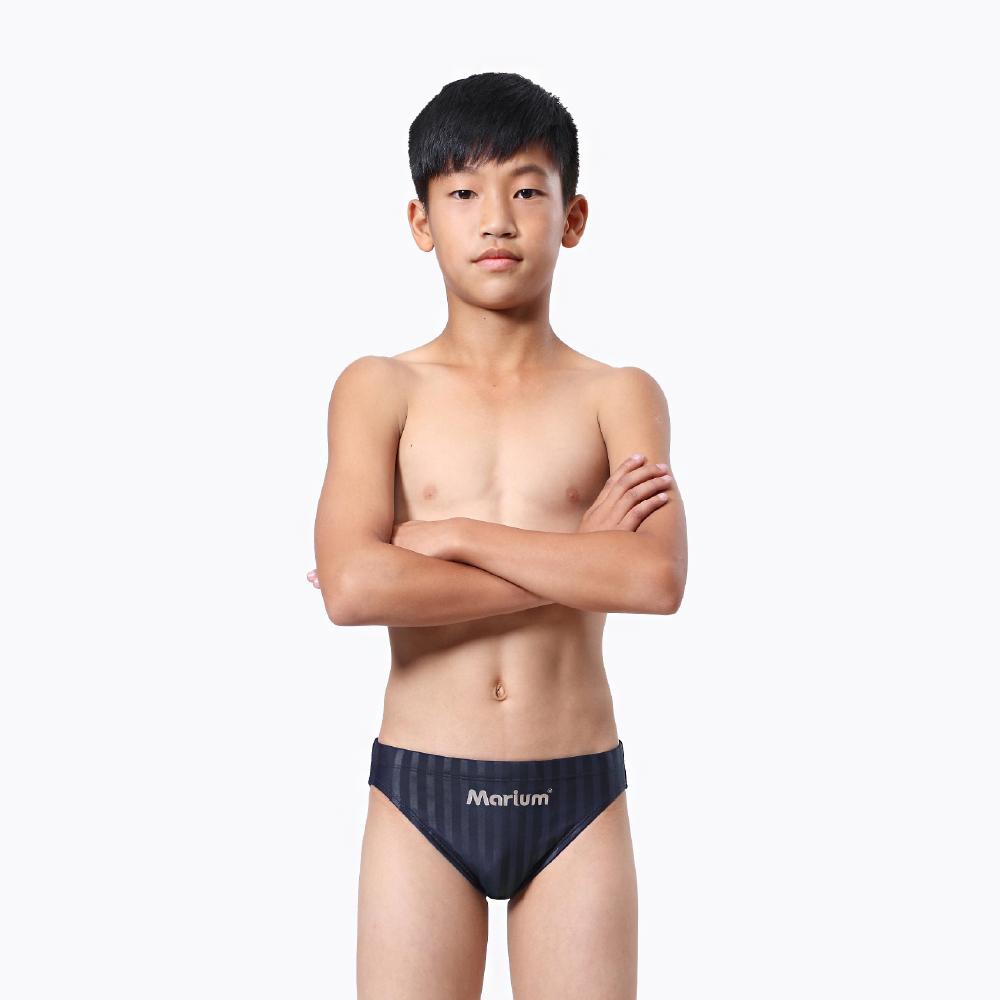 MAR-2140431J 小男競賽型泳裝-壓條(深藍)