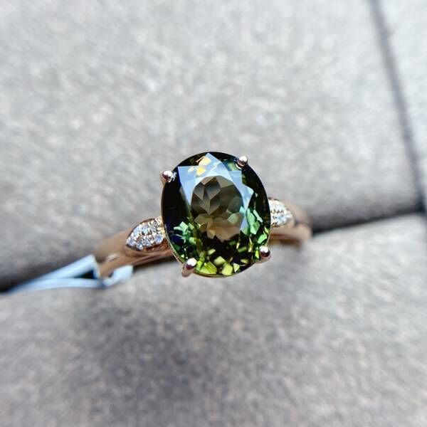 限量特價 18k真金真鑽 碧璽戒指 送證書