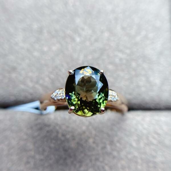 限量特價 18k真金真鑽 碧璽戒指 送證書