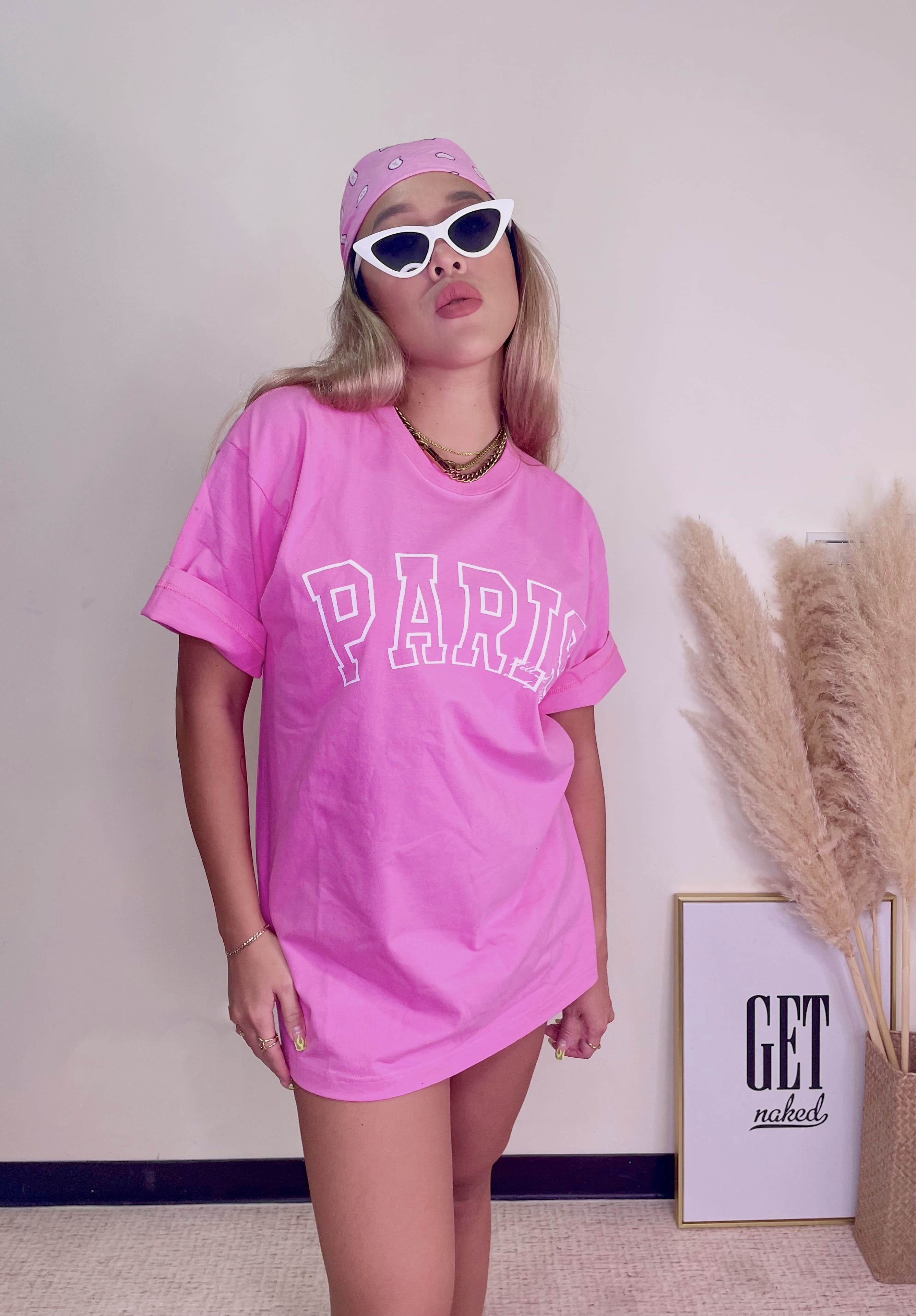 PARIS美式OVERSIZE 粉T
