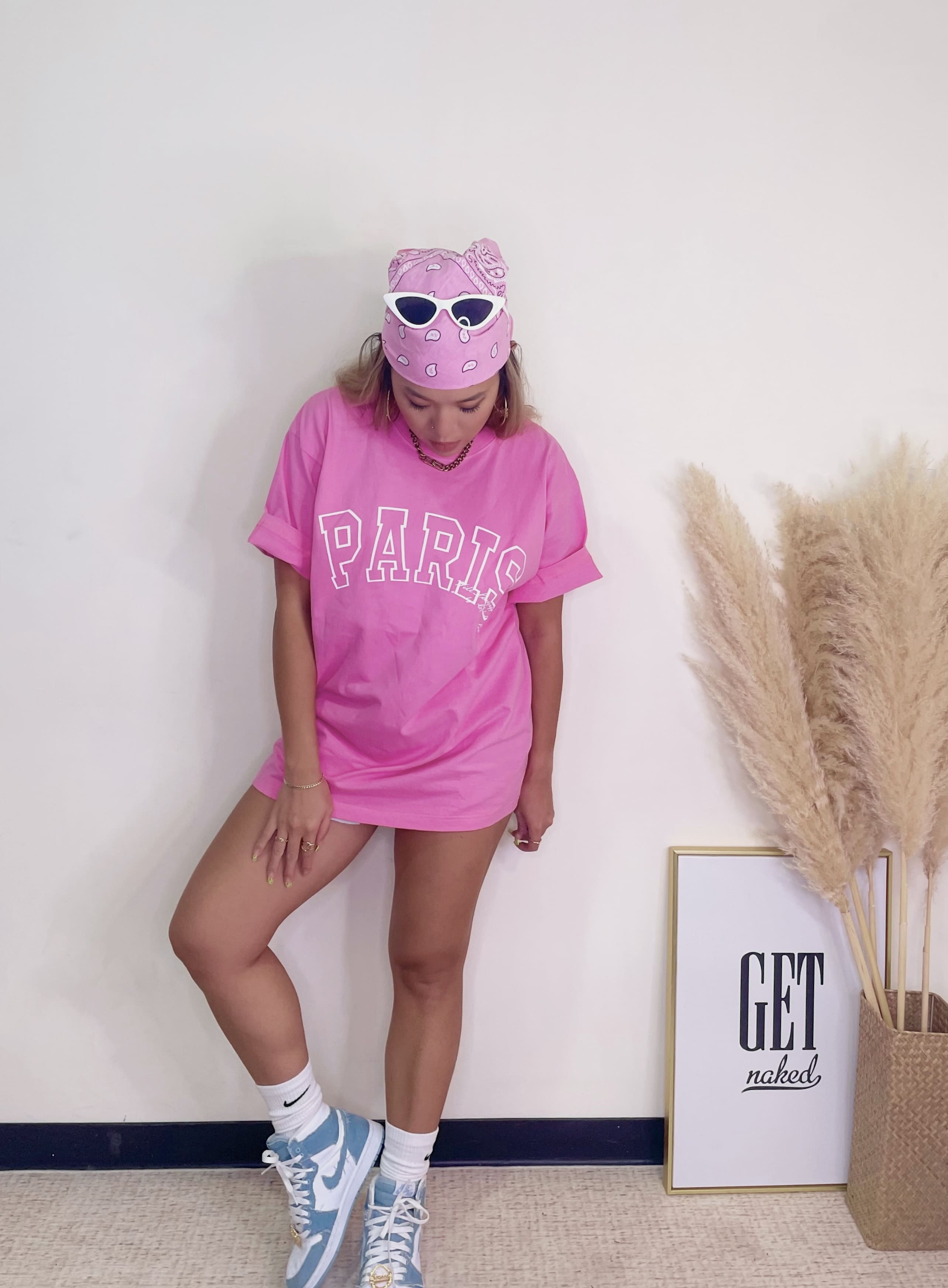 PARIS美式OVERSIZE 粉T