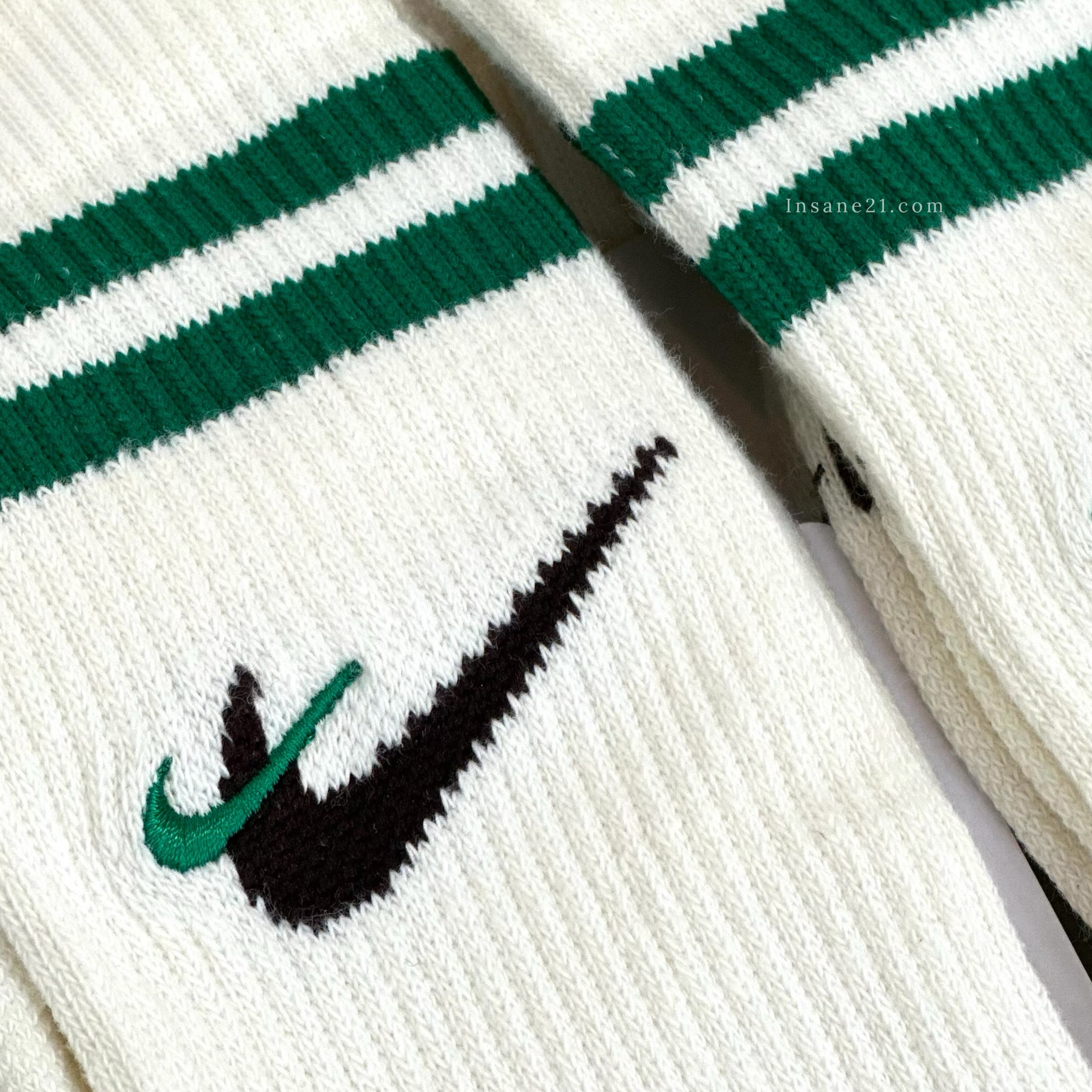 NIKE EVERYDAY PLUS CUSHIONED 透氣 米白綠 雙勾 刺繡 復古 長襪 DQ9165-133