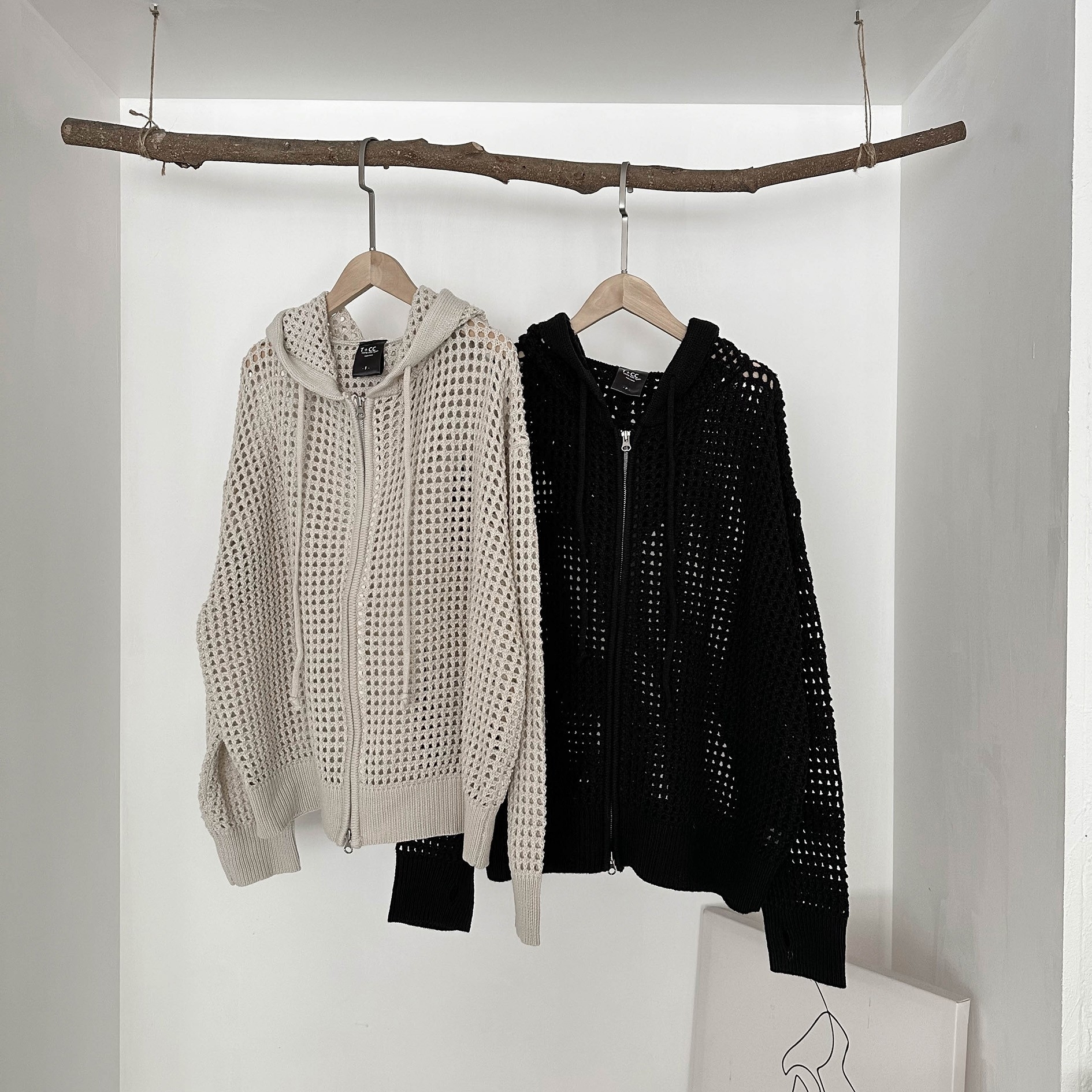 韓國簍空洞洞慵懶連帽針織外套 3921