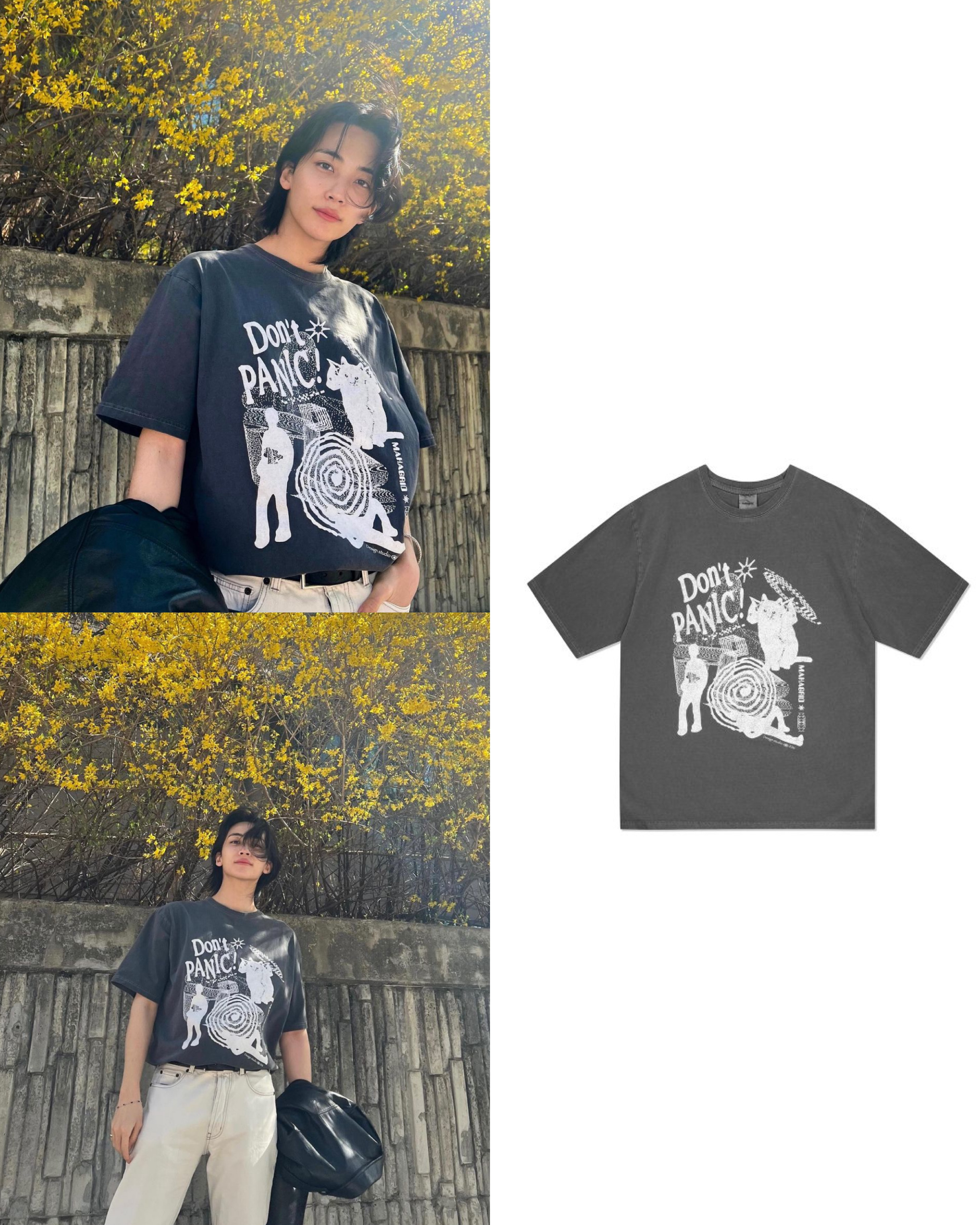 【mahagrid】23SS★ DON’T PANIC PIGMENT TEE DON'T PANIC PIGMENT TEE - mahagrid | 60% - Asian Fashion