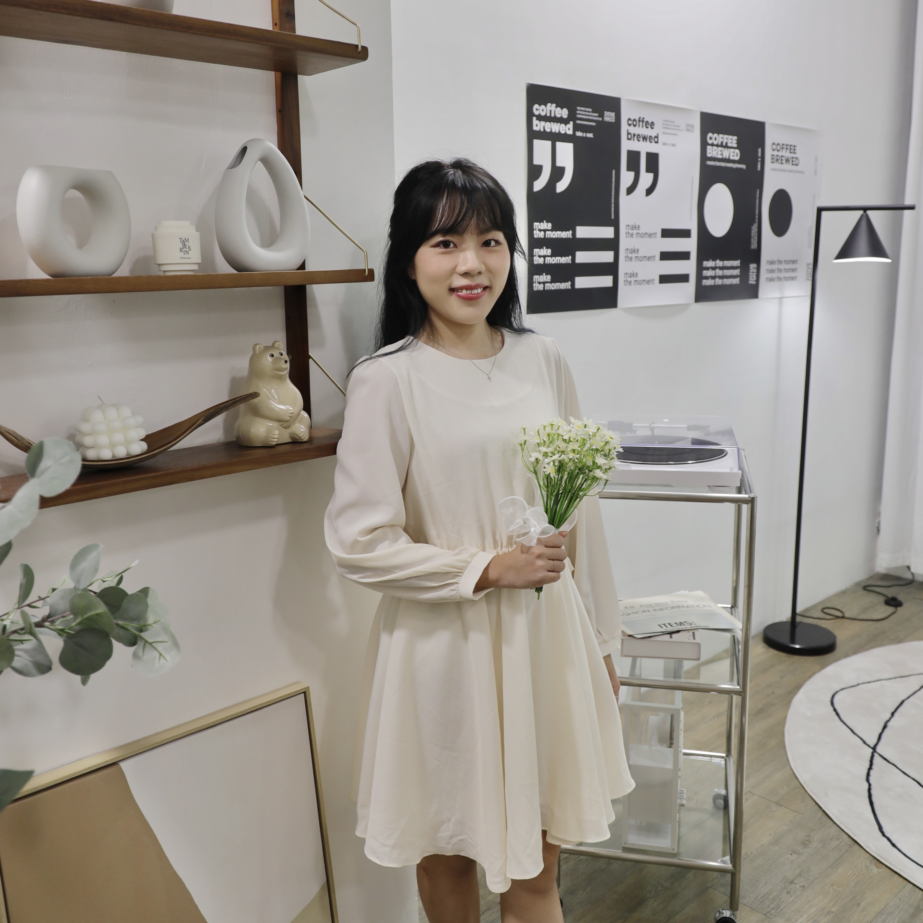 ✨ ||OPS180||圓領雪紡優雅索帶連身裙