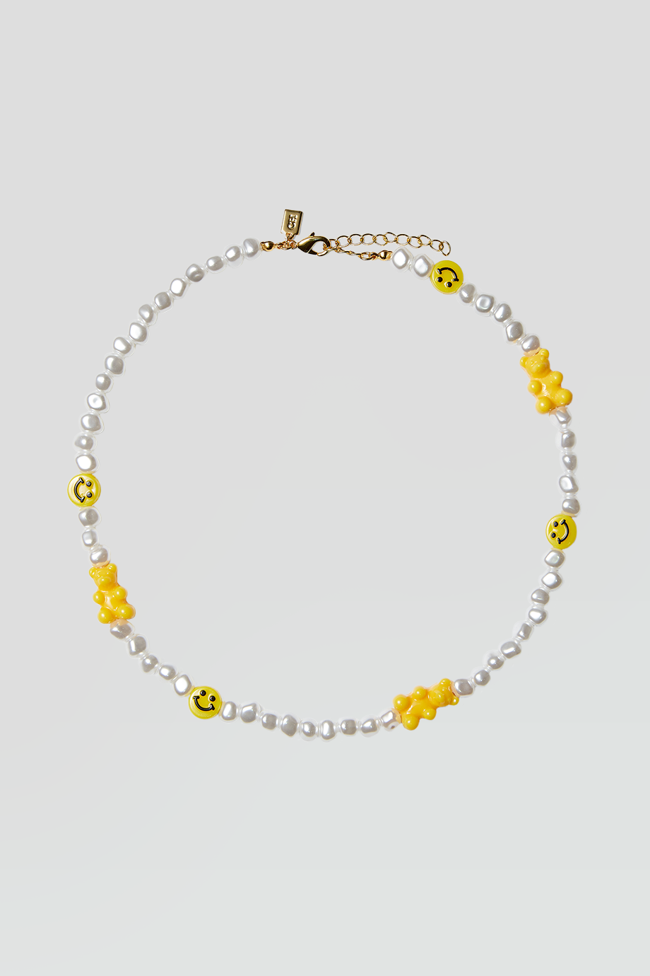 Crystal Haze｜CANDY CHAIN 珍珠笑臉黃色小熊項鍊