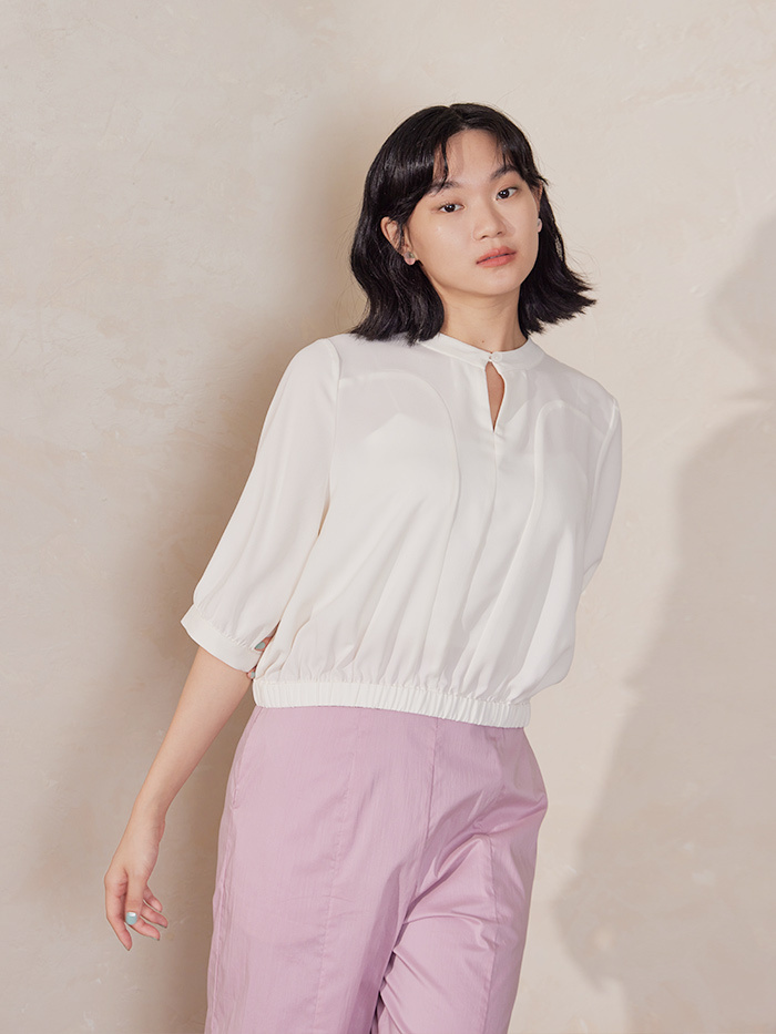 時間旅人領釦七分袖上衣-此時此刻