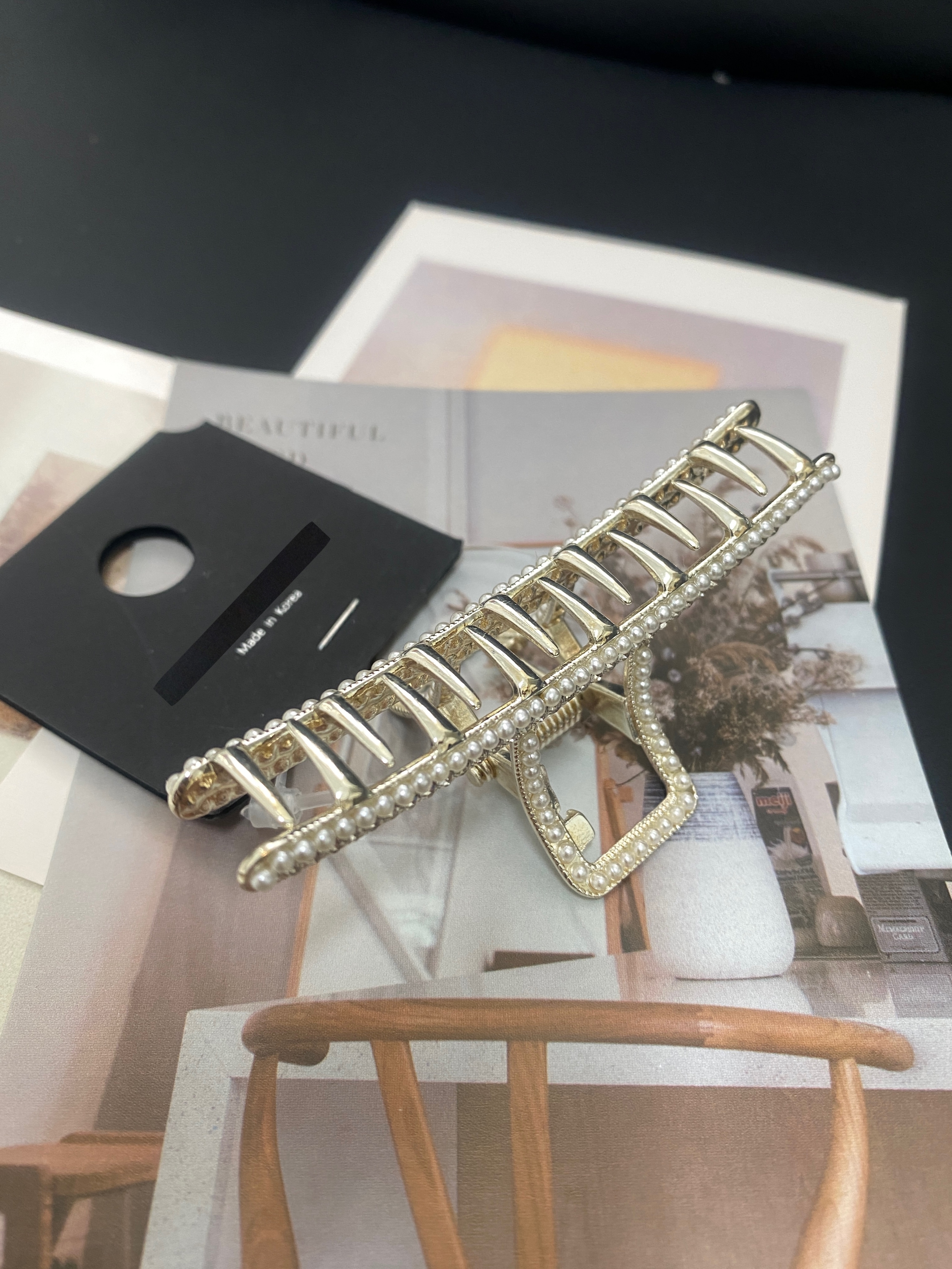 【髮飾】HP010 氣質感珠珠髮夾(8CM)