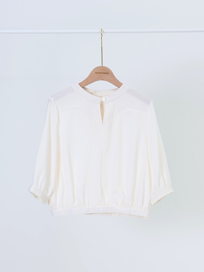 時間旅人領釦七分袖上衣-此時此刻