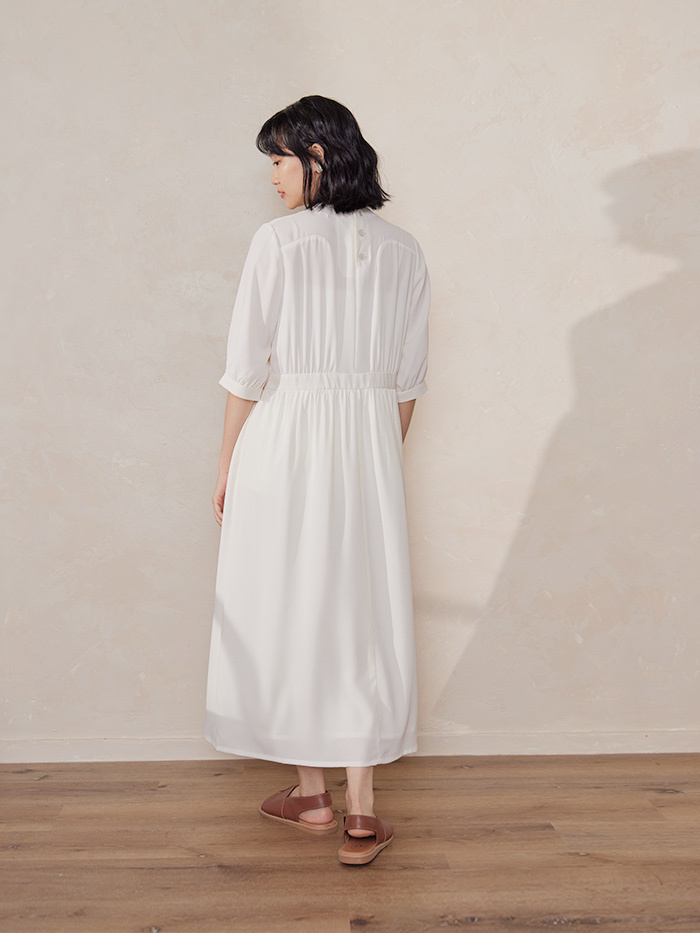 時間旅人領釦七分袖洋裝-此時此刻