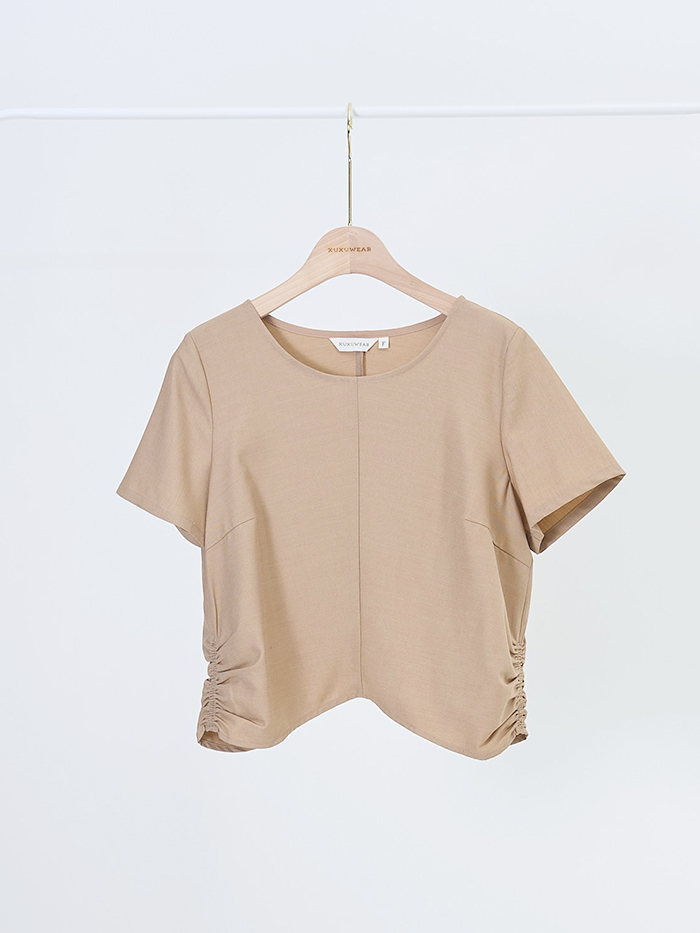 燕子尾巴圓領上衣-米說