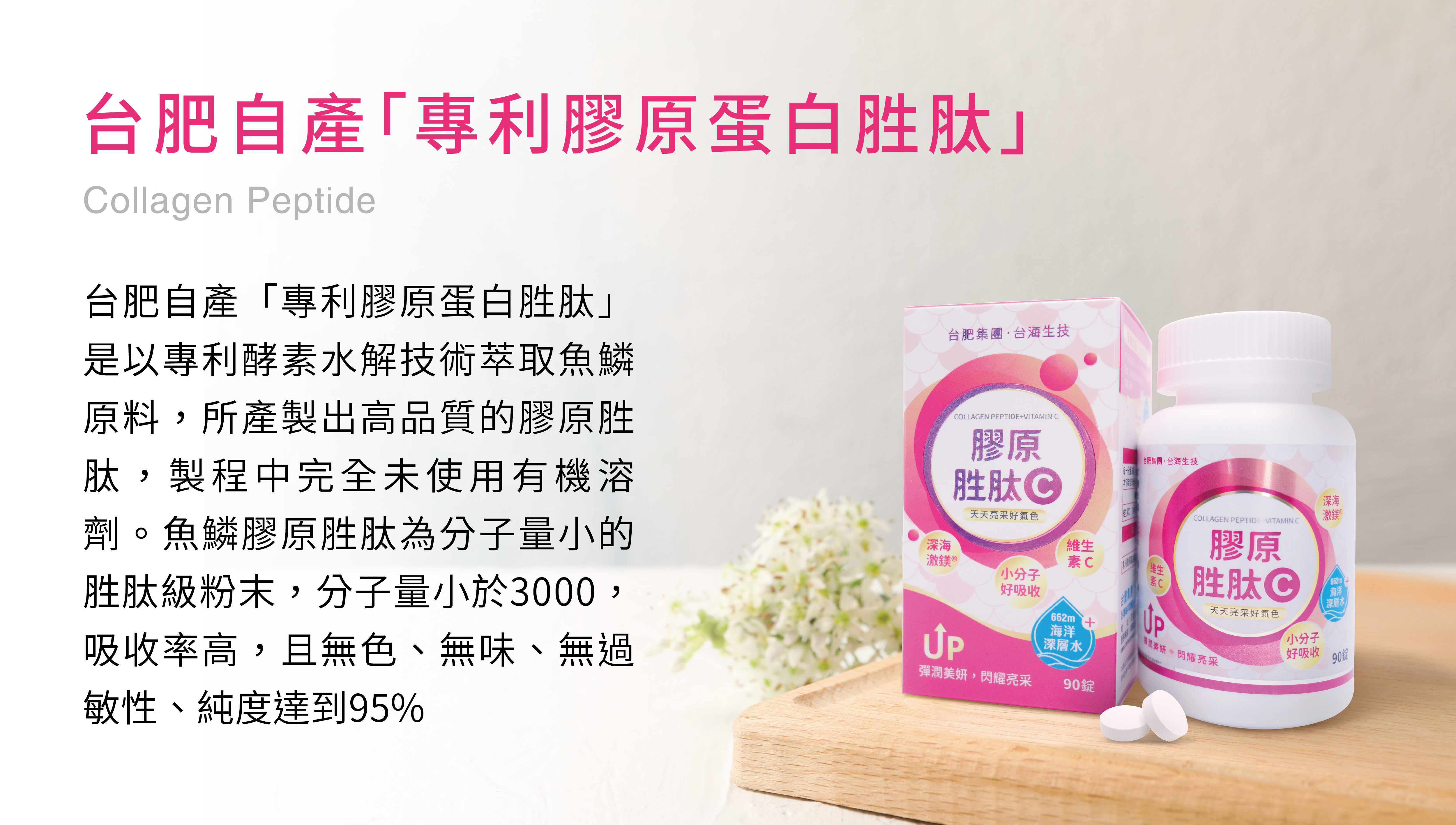 膠原蛋白,膠原胜肽,維生素Ｃ,海洋深層水,台肥,台海生技