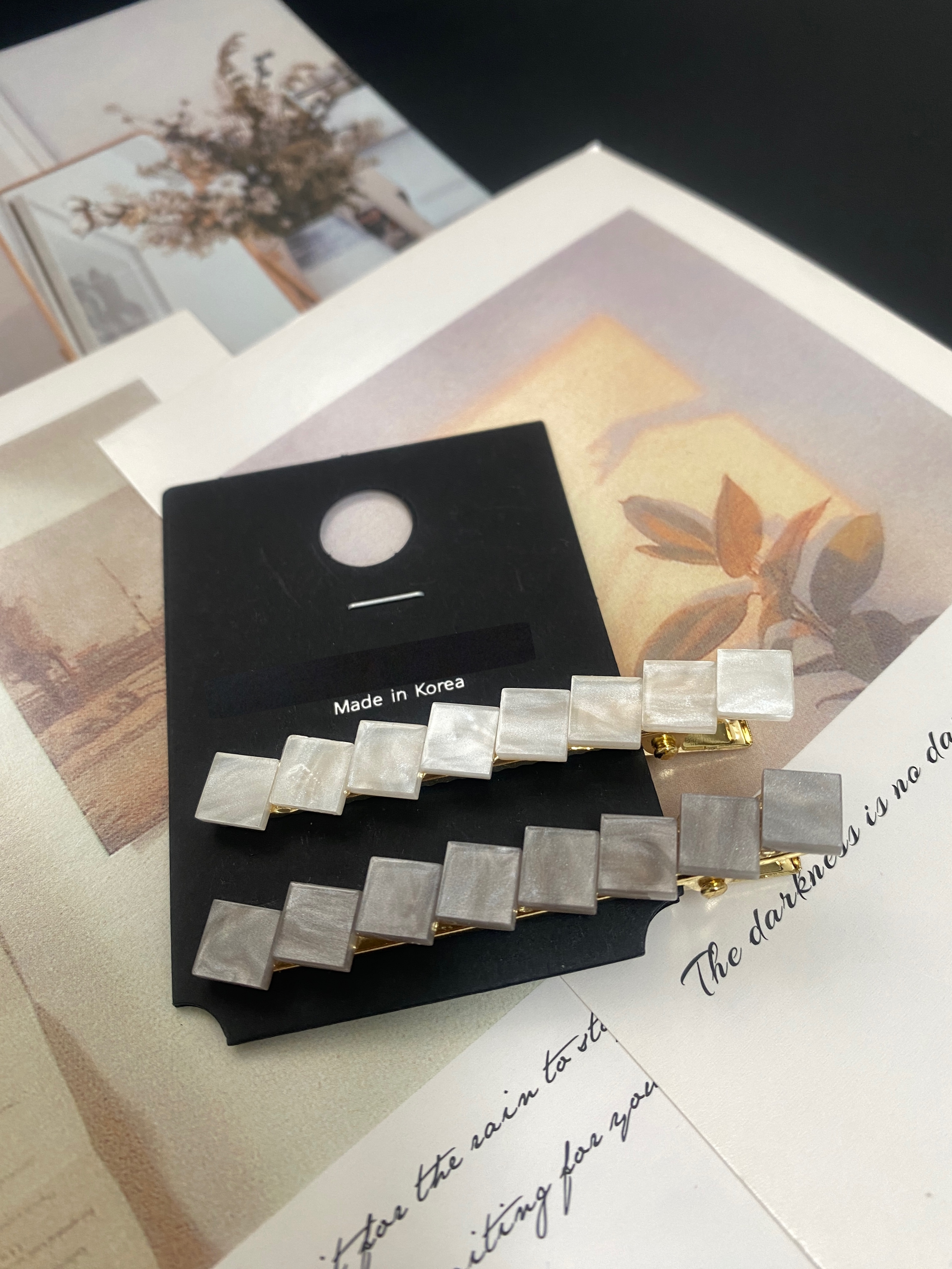 【髮飾】HP0020 粒粒方格髮夾2支入