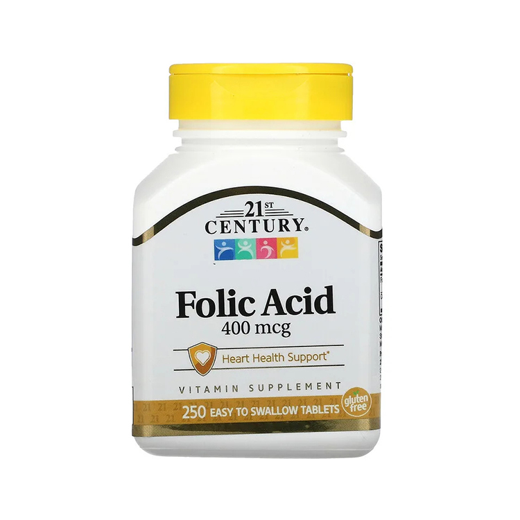 21st Century, Folic Acid, 400 mcg, 250 Easy to Swallow Tablets