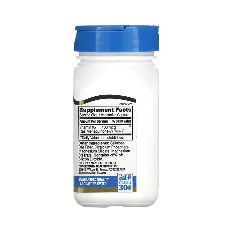 21st Century K2, MK-7, 100 mcg, 110 Vegetarian Capsules