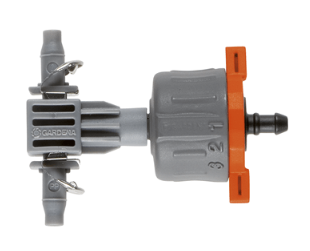 "GARDENA" 德國1-8L/h流量精準灌溉可調穩壓連接滴頭(平均水壓至1-4bar)(管末塞x1)(斜坡/垂直種植)(10包/盒)(5個/包)-[8317]