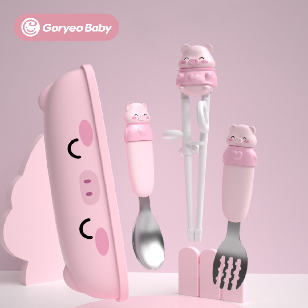 Goryeobaby 小豬兒童成長餐具4件組/2色
