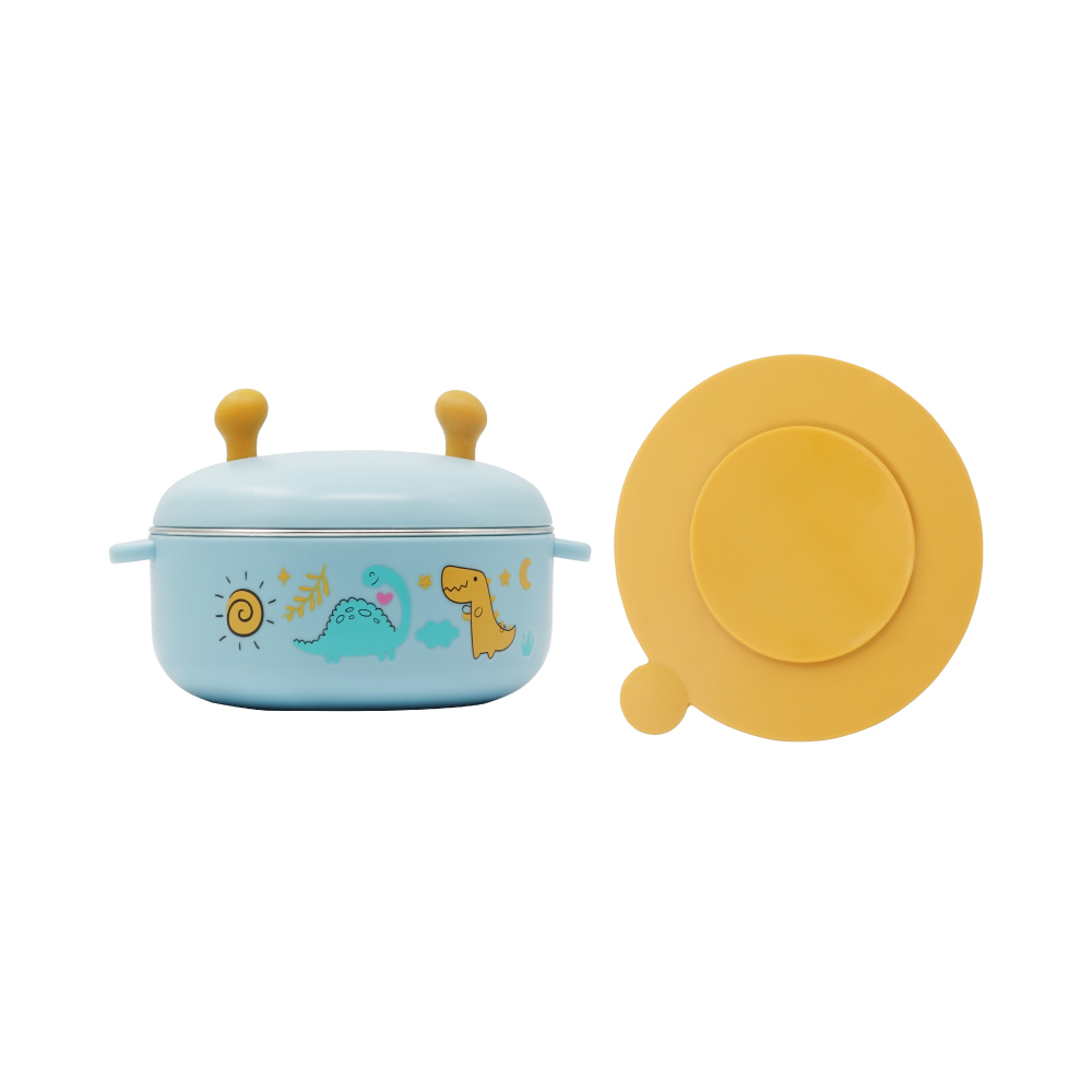 #【Goryeobaby】 恐龍316不銹鋼兒童平碗/粉藍/300ml