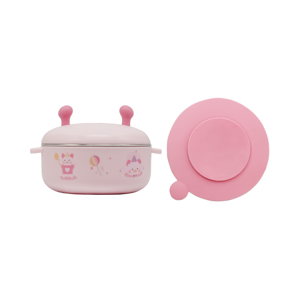 #【Goryeobaby】 小豬316不銹鋼兒童平碗/粉紅/300ml
