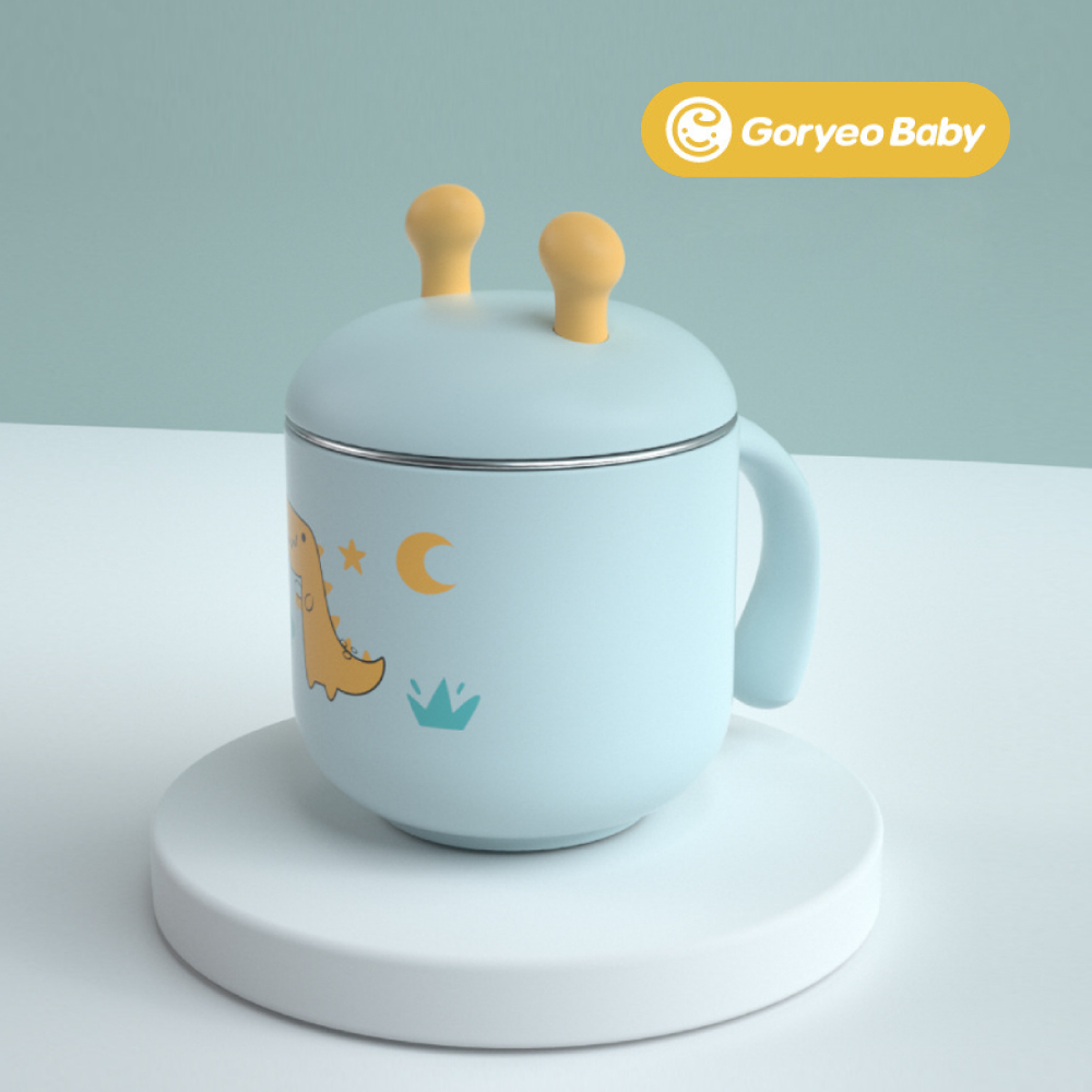 【Goryeobaby】 恐龍316不銹鋼兒童水杯/粉藍/220ml