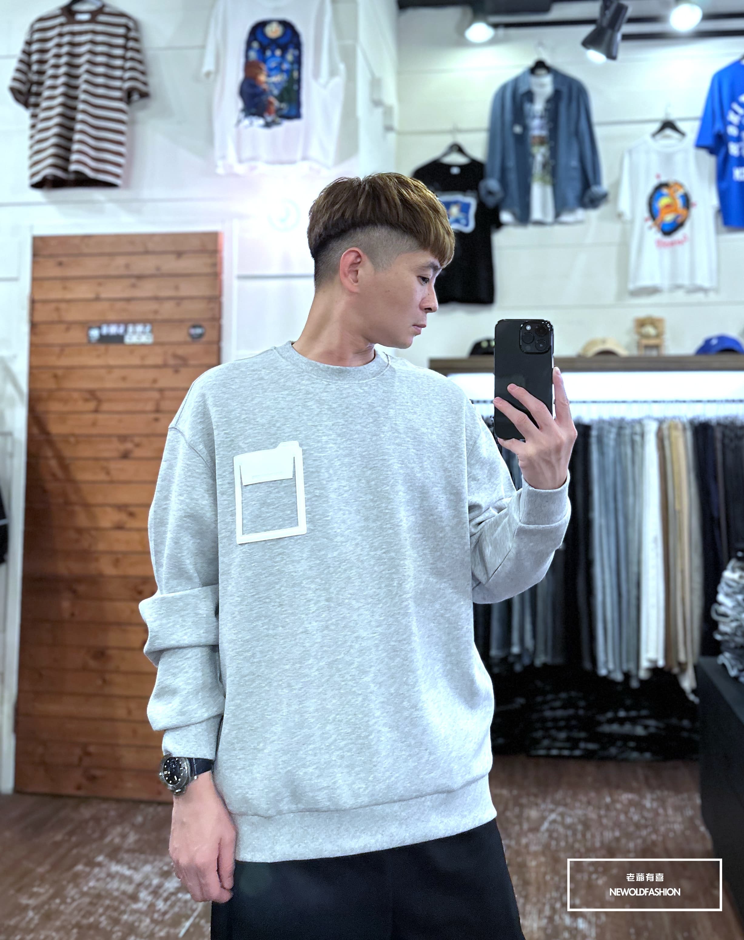 『新品上市』重磅BBS造型口袋針織大學T-淺灰(NOF2310C65009)