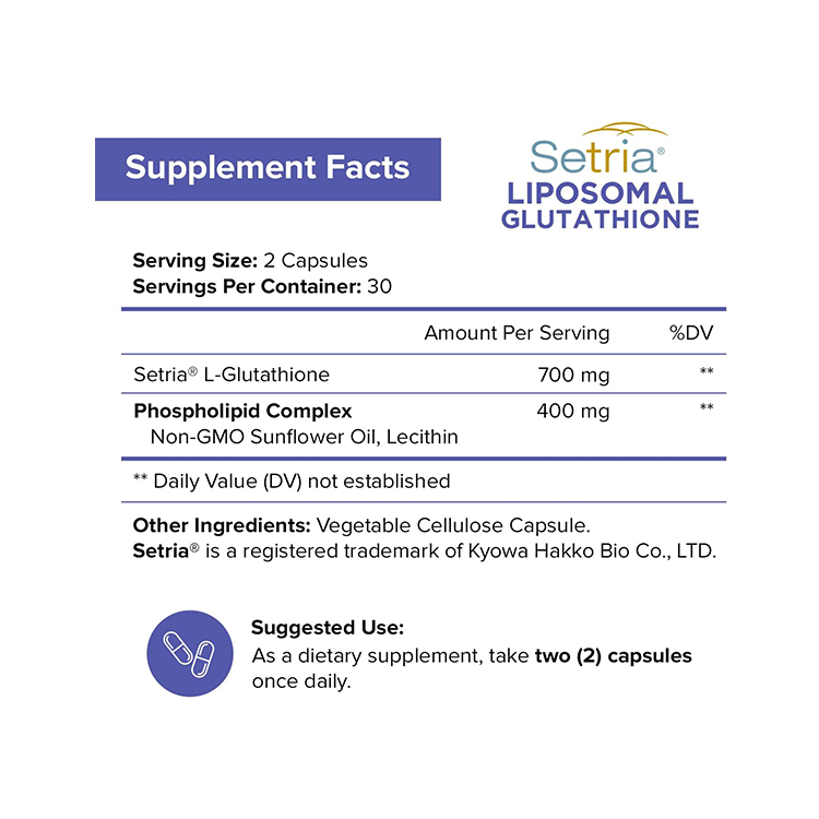 NutriFlair Liposomal Glutathione Setria® 700mg，60 Veg Capsuels