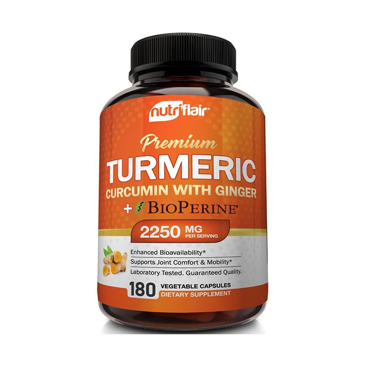 NutriFlair Turmeric Curcumin with Ginger and BioPerine Black Pepper , 180 Veg Capsules