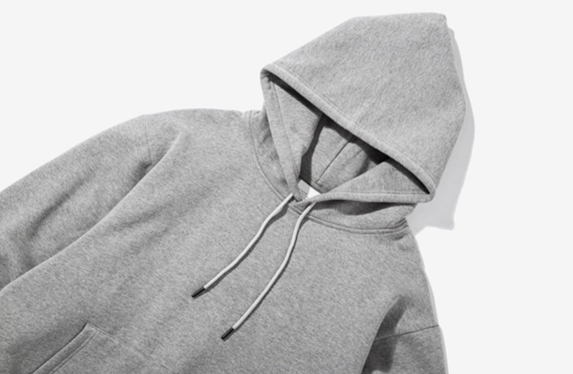 美式休閒素面內刷毛帽T麻灰商品照