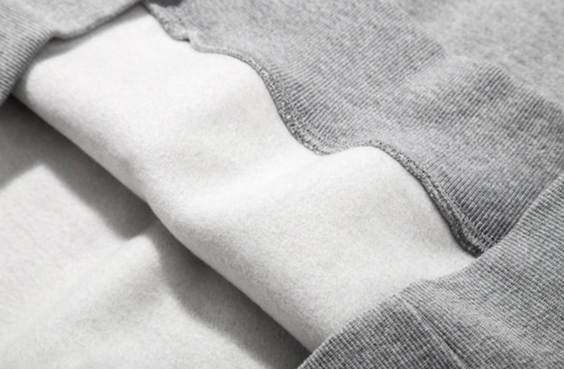 美式休閒素面內刷毛帽T麻灰內裡細節照