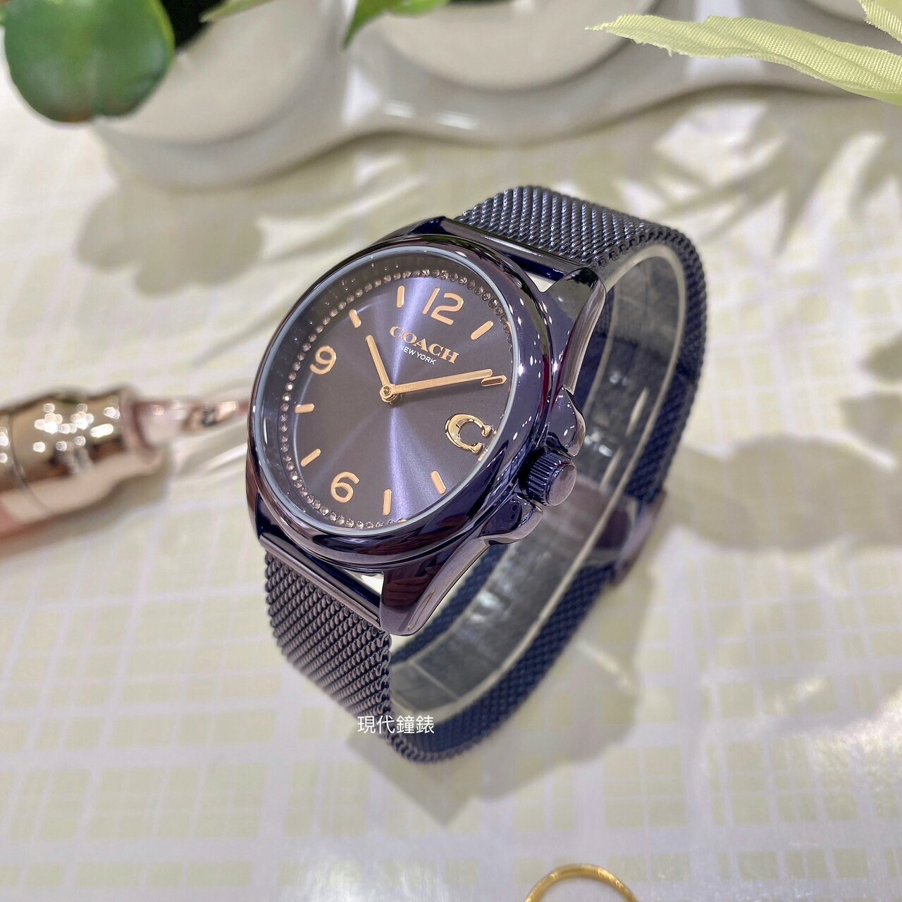 【COACH】C字晶鑽米蘭帶女錶 CO14504145 36mm 現代鐘錶