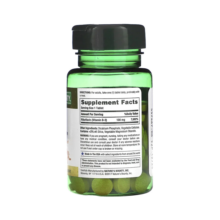 Nature’s Bounty Vitamin B2 100 mg ,100 Coated Tablets