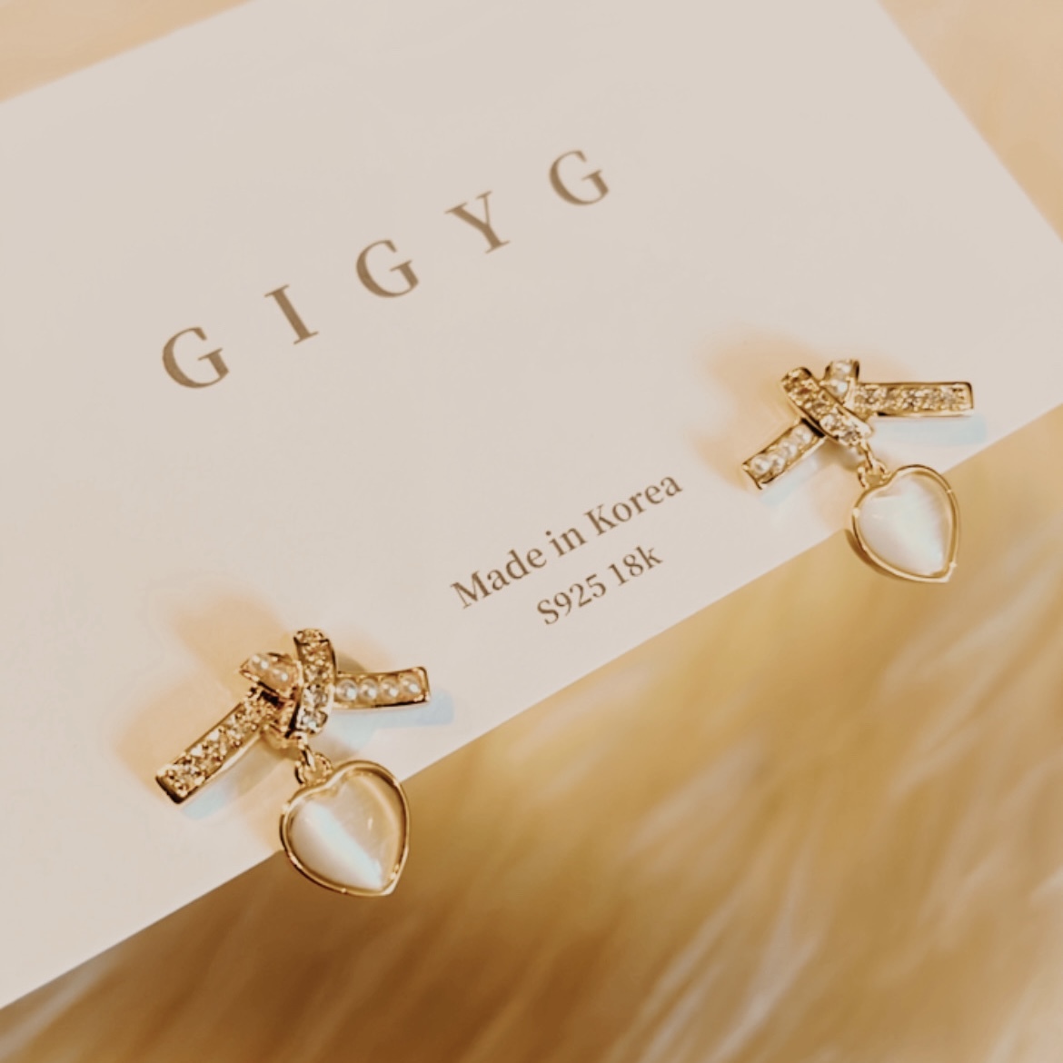 扭結珍鑽 桃心貓眼石耳釘