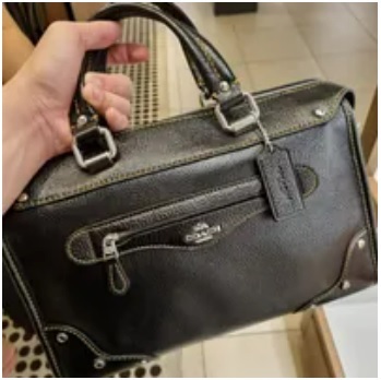 [S] COACH CE636 LEATHER MILLIE SATCHEL BAG,SV/BK/BL BK BANDLANDS FLR, 195031756429 (SCO548)