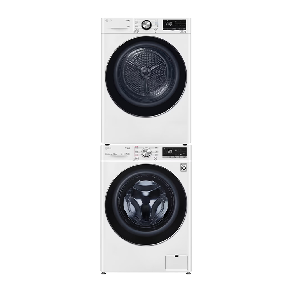 LG樂金 13公斤蒸洗脫滾筒洗衣機+10公斤免曬衣乾衣機 WD-S13VBW+WR-100VW