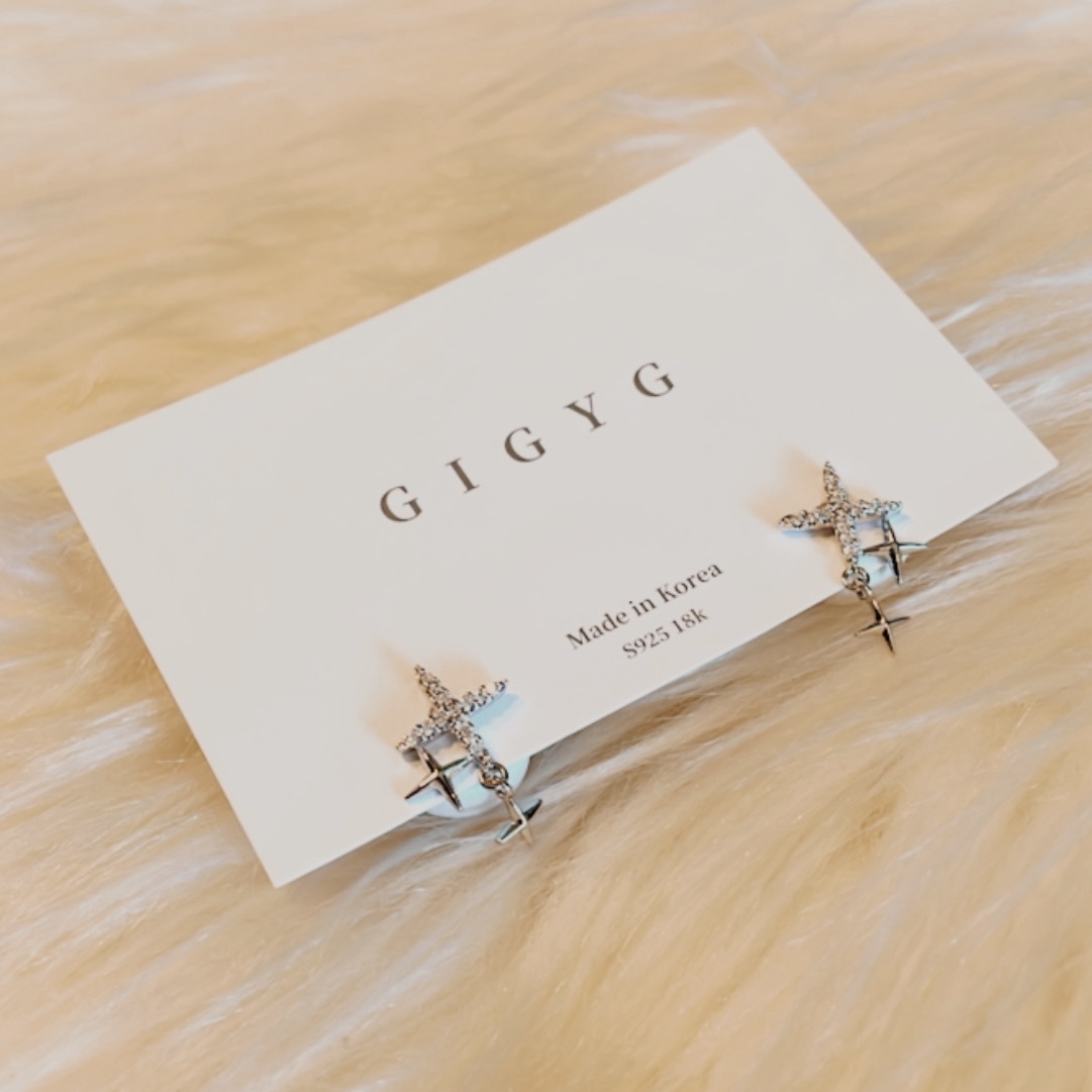 銀鑽四芒星小墜