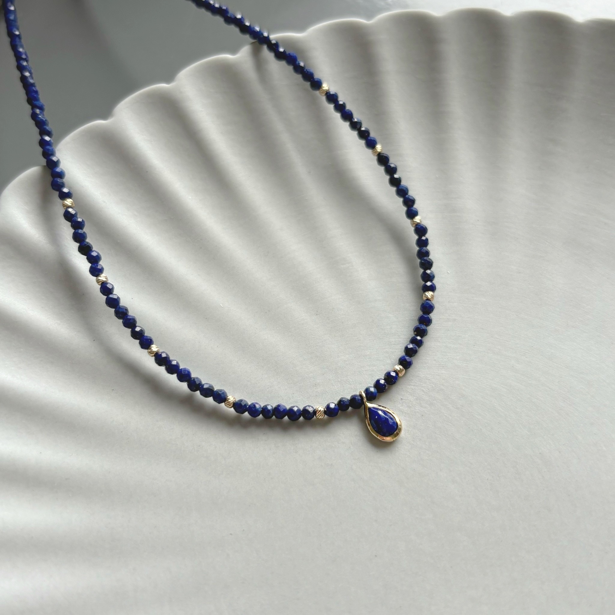 14k青金石cutting ball水滴項鍊