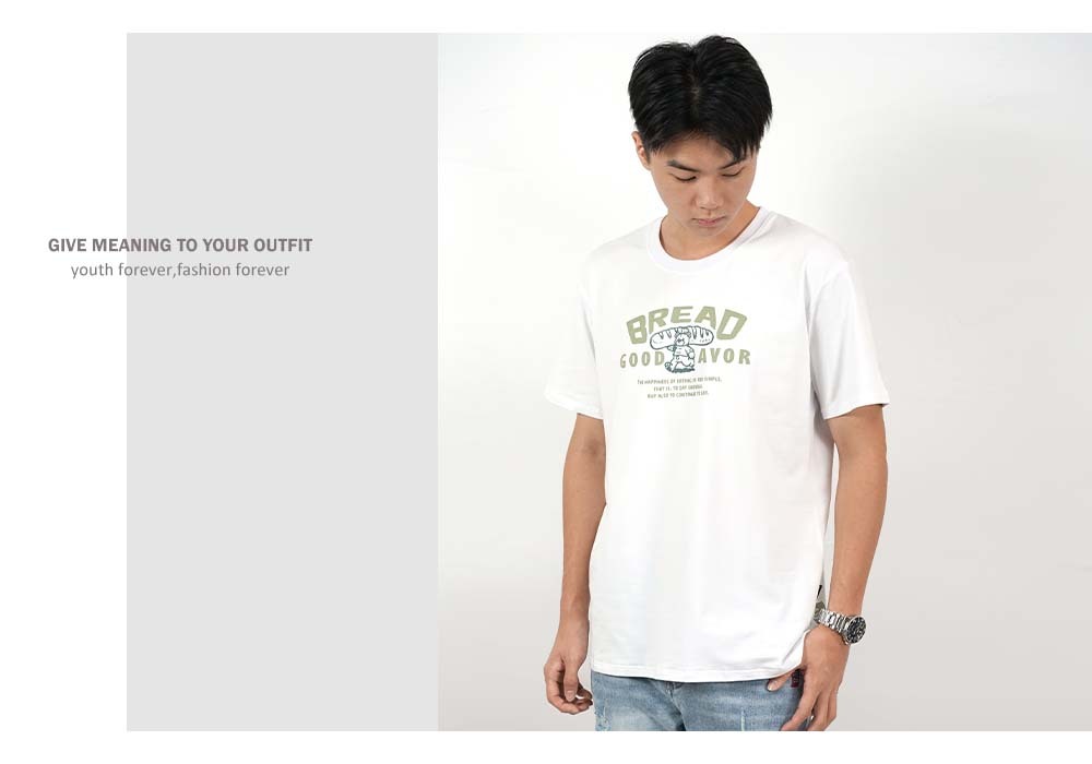 RETOP 萊卡系列 手繪烘焙熊涼感萊卡圓領T 白