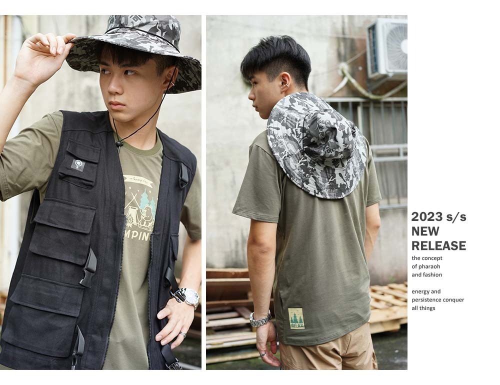 RETOP 萊卡系列 森活露營熊涼感萊卡圓領T 軍綠