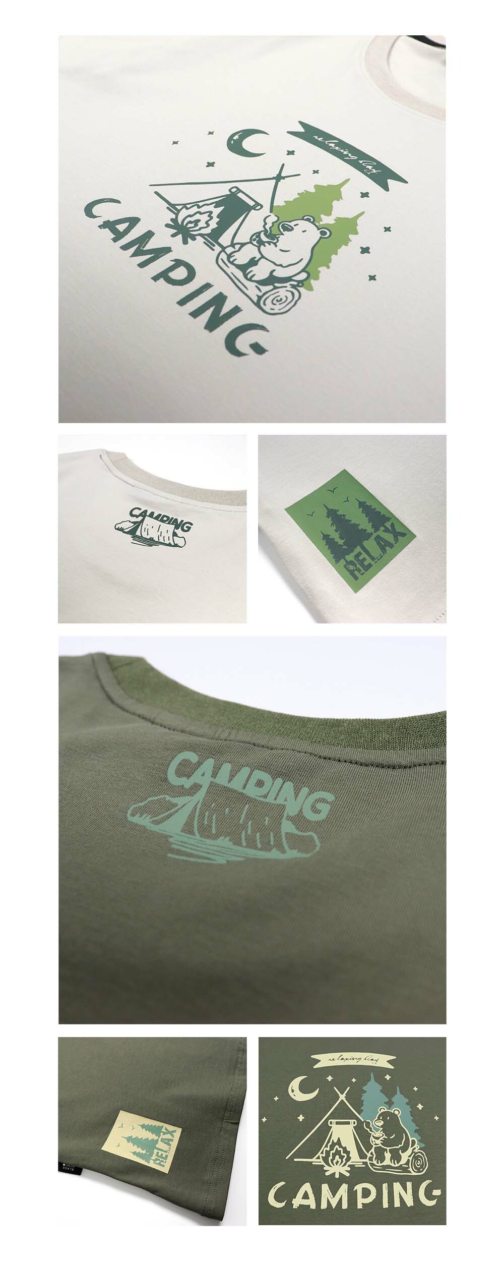 RETOP 萊卡系列 森活露營熊涼感萊卡圓領T 軍綠